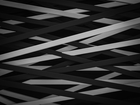 abstract dark black white stripe line random background 3d render