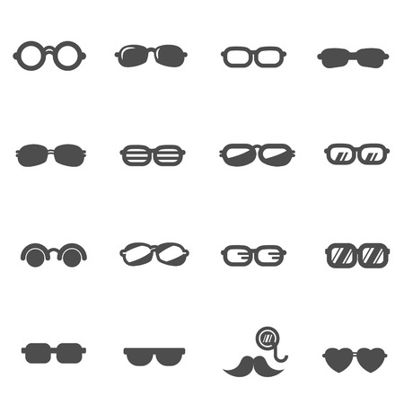 Glasses and sunglasses icon set vectorのイラスト素材