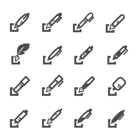 Pen check box icon set vectorのイラスト素材