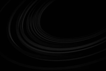 Black ring curve on black background 3d rendering
