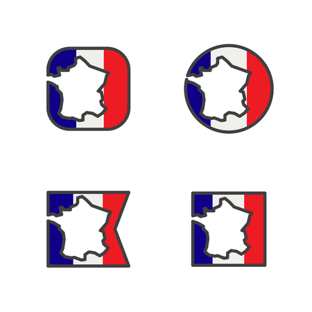 france flag with country map shape cut vectorのイラスト素材