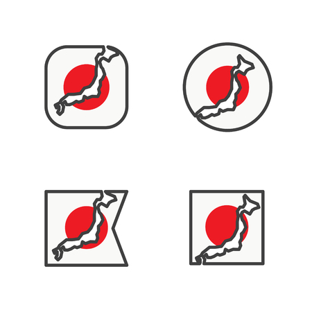 japan flag with country map shape cut vectorのイラスト素材