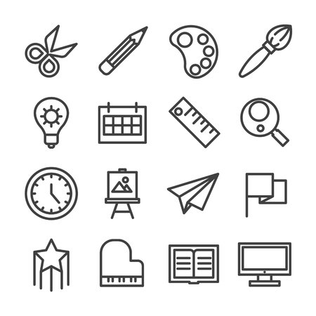 creative idea study workshop line icon set vectorのイラスト素材