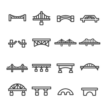 Bridge line icon set vectorのイラスト素材