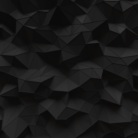 abstract black low poly background structure pattern 3d render. blank empty backdrop with copy space technology modern future business style concept.の写真素材