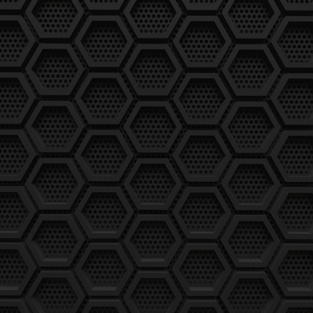 black dark hexagon background modern future concept pattern beehive wire mesh 3d render.の写真素材