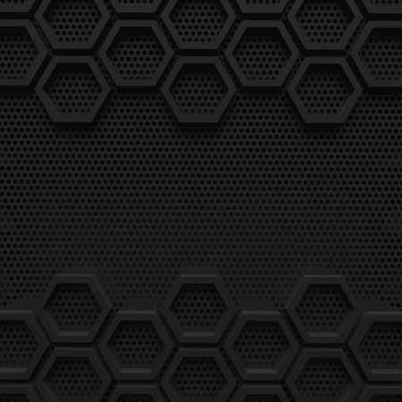 black dark hexagon background modern future concept pattern beehive wire mesh 3d render.の写真素材