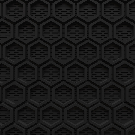 black dark hexagon background modern future concept pattern beehive wire mesh 3d render.の写真素材