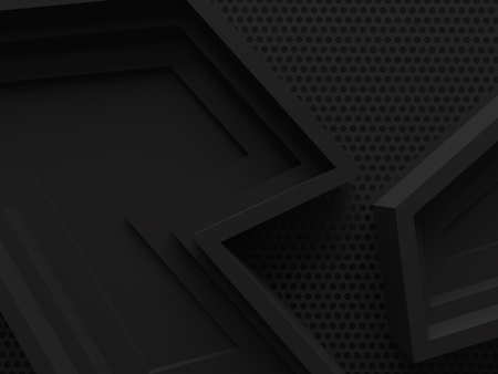 black dark shadow abstract graphics background 3d render.の写真素材