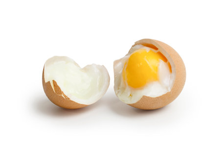 soft-boiled chicken eggs isolated on white background.