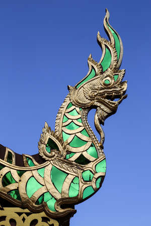 The Naga status in temple,Thailandの写真素材