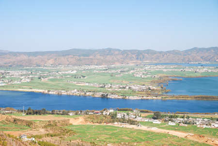Aerial view of beautiful  houses in rural China の写真素材
