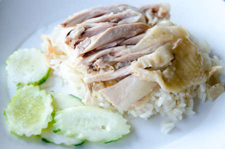 rice steamed with chicken soup, thai foodの写真素材