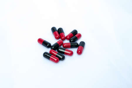 Macro of capsules  on white backgroundの写真素材