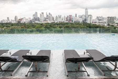 View from the roof top pool at Bangkok Thailandの写真素材