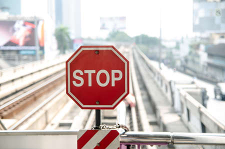 traffic sign on skytrainの写真素材