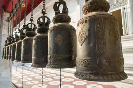 Bells in a Buddhist temple in Thailandの写真素材