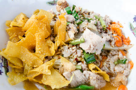 Noodles spicy in bowl の写真素材