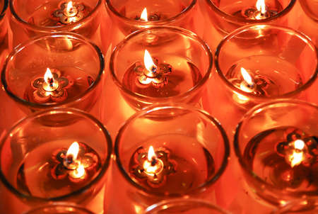 Close up of Candles at Buddhist temple. Thailandの写真素材