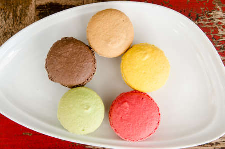 macaroons on the dish の写真素材