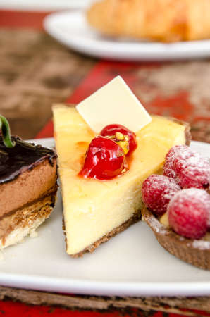 Cheese cake  A delicious dessert with cherry の写真素材