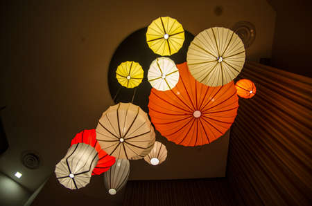 Colorful lights on the ceilingの写真素材