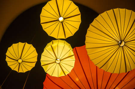 Colorful lights on the ceilingの写真素材