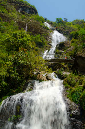 Silver waterfall in Sapa, Vietnamの写真素材