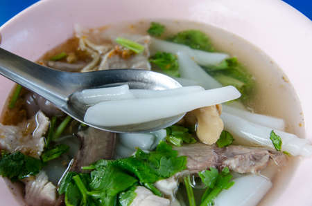 paste of rice flour  noodle  with vegetablesの写真素材