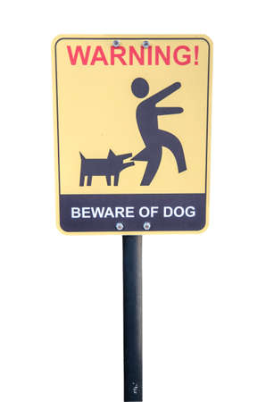 Beware of the mad dog - warning sign の写真素材