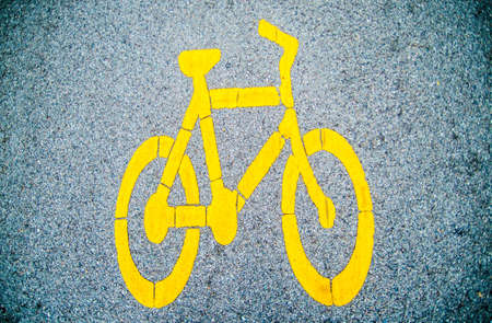 Bicycle symbol on the streetの写真素材