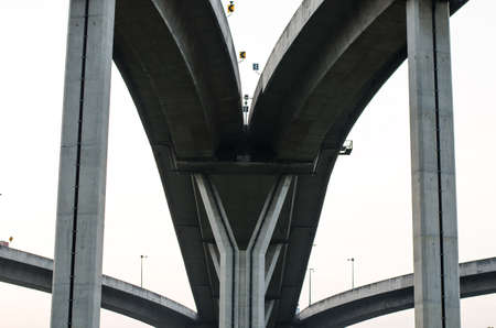 The industrial ring road  and sunset in thailandの写真素材