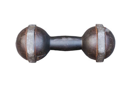 Fitness exercise equipment dumbbell weights on white background の写真素材