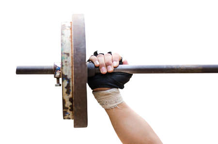 Young man weight training  Focus on hand の写真素材