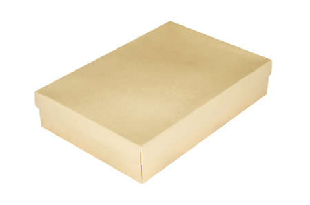Closed Cardboard Box Isolated on a White Background の写真素材