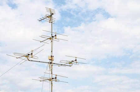television antenna on roofの写真素材