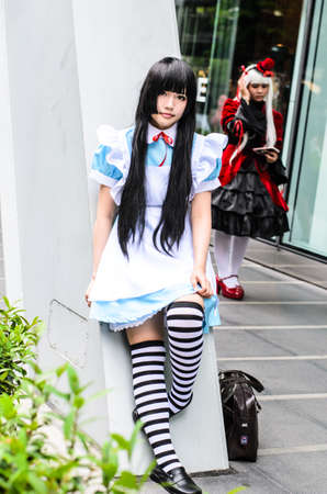 BANGKOK, THAILAND - AUGUST 31: Thai cosplayers dress as the characters from cartoon and game in Japan festa in Bangkok on August 31, 2014 at Central World, Bangkok, Thailand.のeditorial素材