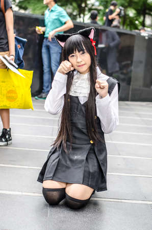 BANGKOK, THAILAND - AUGUST 31: Thai cosplayers dress as the characters from cartoon and game in Japan festa in Bangkok on August 31, 2014 at Central World, Bangkok, Thailand.のeditorial素材