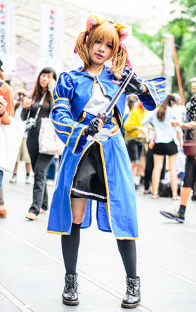 BANGKOK, THAILAND - AUGUST 31: Thai cosplayers dress as the characters from cartoon and game in Japan festa in Bangkok on August 31, 2014 at Central World, Bangkok, Thailand.のeditorial素材