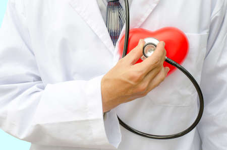 close up of man hands check heartの写真素材