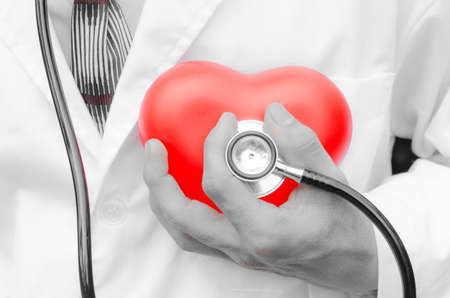 close up of man hands check heartの写真素材