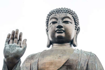 bronze statue of the Tian Tan Buddha ( Big Buddha ), Po Lin Monastery, Lantau Island, Hong Kongの写真素材