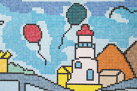 ceramic tiles patterns wall is cartoonの写真素材