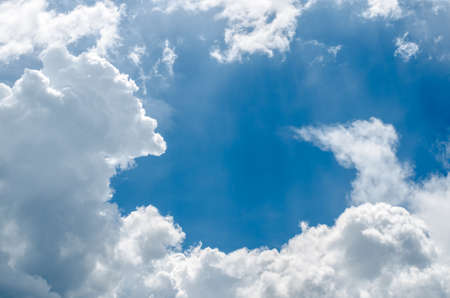 blue sky with clouds closeupの写真素材