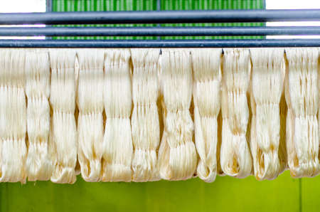 Raw silk thread in the silk farmの写真素材