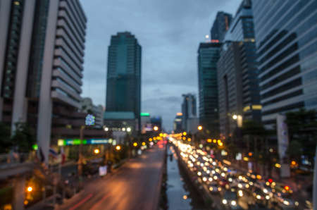Thailand,Bangkok highway with building and defocused bokeh lights as abstract backgroundの写真素材