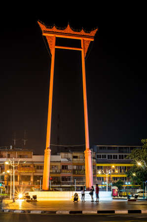Bangkok Thailand October 18, 2015  : The Giant Swing at night on October 18, 2015. The Giant Swing is a religious structure and tourist attraction in Bangkok, Thailand.のeditorial素材