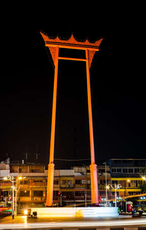 Bangkok Thailand October 18, 2015  : The Giant Swing at night on October 18, 2015. The Giant Swing is a religious structure and tourist attraction in Bangkok, Thailand.のeditorial素材