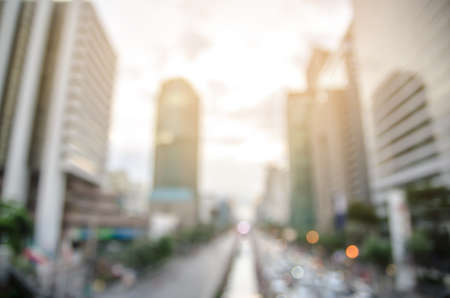 Thailand,Bangkok highway with building and defocused bokeh lights as abstract backgroundの写真素材