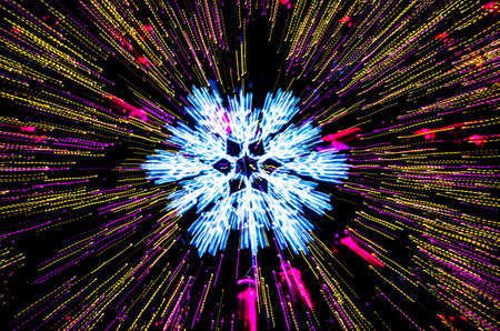 effect light of snowflake decorated on Christmas tree, dark backgroundの写真素材